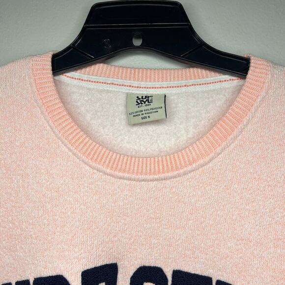 Surf Style Pink and Blue Crew Neck Sweatshirt Size Small Cozy Super Soft Coastal - Picture 5 of 10